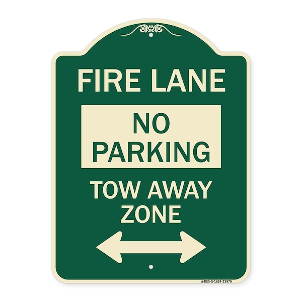 Signmission Fire Lane Tow-Away Zone W/ Bidirectional Arrow Heavy-Gauge Aluminum Sign, 24" x 18", G-1824-23979 A-DES-G-1824-23979 - main
